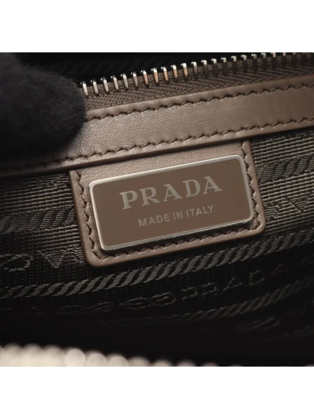 Prada Shoulder Bag VIT.DAINO Greige Multi Leather Triangle Logo 2-Way
